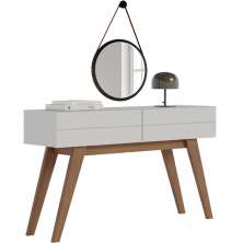 Aparador Sala de Estar 02 Gavetas Meira C04 Off White Matte Com Espelho Adnet 54cm Preto - Lyam