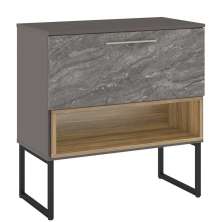 Armário Balcão Gabinete 80cm 01 Gaveta Com Pés Vicenza B06 Magneto Nogal - Lyam Decor