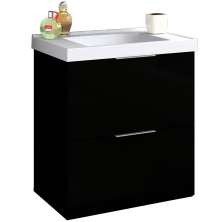 Armário Balcão Gabinete Para Banheiro 60cm Com 03 Gavetas Pietra B06 Preto Brilho - Lyam Decor