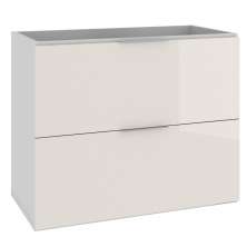 Armário Balcão Gabinete Para Banheiro 80cm Com 03 Gavetas Pietra B06 Branco Brilho - Lyam Decor