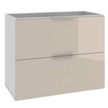 Armário Balcão Gabinete Para Banheiro 80cm Com 03 Gavetas Pietra B06 Gianduia Brilho - Lyam Decor