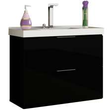 Armário Balcão Gabinete Para Banheiro 80cm Com 03 Gavetas Pietra B06 Preto Brilho - Lyam Decor