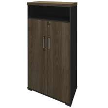 Armário Multiuso Office Com 2 Portas E Nicho Atria Executiva 173cm A02 Charuto Preto - Lyam Decor