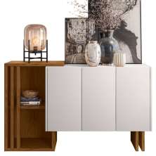 Balcão Buffet 03 Portas Sala de Estar Marfik N01 Ypê Off White - Lyam Decor