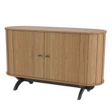 Balcão Buffet Para Sala De Estar Curvo 02 Portas Romagna 130cm D03 Freijó Preto Fosco - Lyam Decor