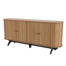 Balcão Buffet Para Sala De Estar Curvo 04 Portas Romagna 180cm D03 Freijó Preto Fosco - Lyam Decor