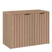 Balcão Gabinete Para Banheiro 80 cm 02 Gavetas E 01 Porta Nice B06 Nogal Noce Amêndoa - Lyam Decor