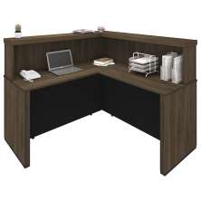 Balcão Para Recepção Escritório Office Atria Executiva 147x147cm A02 Charuto Preto - Lyam Decor