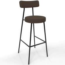 Banqueta Alta Bar Cozinha Sala De Jantar Em Aço Milão F01 Suede Marrom - Lyam Decor