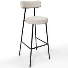 Banqueta Alta Bar Cozinha Sala De Jantar Estrutura Em Aço Milão L02 Bouclê Creme - Lyam Decor