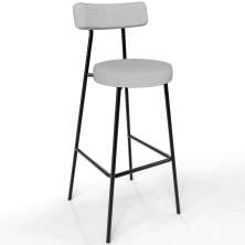 Banqueta Alta Bar Cozinha Sala De Jantar Estrutura Em Aço Milão L02 Linho Cinza - Lyam Decor