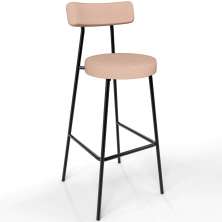 Banqueta Alta Bar Cozinha Sala De Jantar Estrutura Em Aço Milão L02 Linho Rosê - Lyam Decor