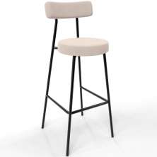 Banqueta Alta Bar Cozinha Sala De Jantar Estrutura Em Aço Milão L02 Suede Bege - Lyam Decor