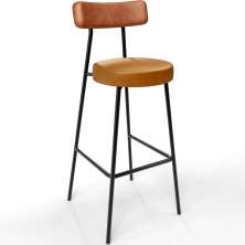Banqueta Alta Bar Cozinha Sala De Jantar Milão L02 Couríssimo Camel Whisky - Lyam Decor