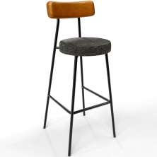 Banqueta Alta Bar Cozinha Sala De Jantar Milão L02 Couríssimo Whisky Linho Chumbo - Lyam Decor