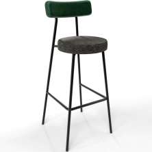 Banqueta Alta Bar Cozinha Sala De Jantar Milão L02 Facto Verde Musgo Linho Chumbo - Lyam Decor