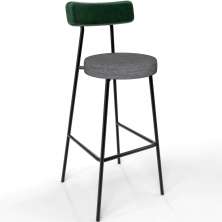 Banqueta Alta Bar Cozinha Sala De Jantar Milão L02 Facto Verde Musgo Linho Cinza Escuro - Lyam Decor