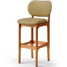 Banqueta Alta Bar Cozinha Sala Jantar Fixa Betta L02 Imbuia Couríssimo Casco Fendi - Lyam Decor