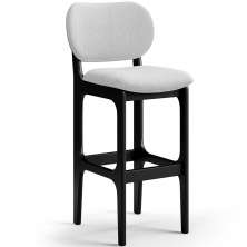Banqueta Alta Bar Cozinha Sala Jantar Fixa Betta L02 Preto Linho Cinza - Lyam Decor