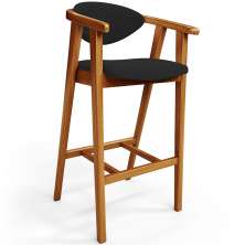 Banqueta Alta Para Cozinha Bancada Bar Sala de Jantar Fixa Cecília L02 Suede Preto - Lyam
