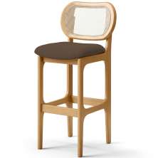 Banqueta Alta Para Cozinha Bancada Sala Tela Betta Fixa L02 Suede Marrom - Lyam