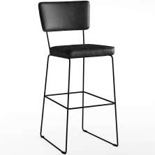Banqueta Alta Para Cozinha E Sala Jantar Base Em Aço Fixa Allana L02 Couríssimo Preto - Lyam Decor