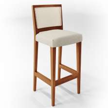 Banqueta Alta Para Cozinha Encosto em Tela Branco Zion L02 Linho Champagne - Lyam Decor