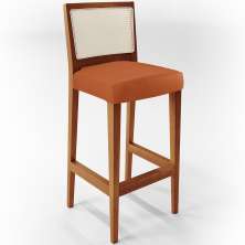 Banqueta Alta Para Cozinha Encosto em Tela Branco Zion L02 Tecido Terracota - Lyam Decor