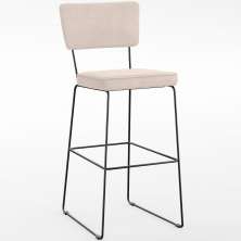 Banqueta Alta Para Cozinha Sala De Jantar Base Em Aço Fixa Allana L02 Suede Bege - Lyam Decor