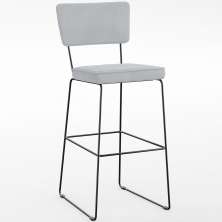 Banqueta Alta Para Cozinha Sala De Jantar Base Em Aço Fixa Allana L02 Suede Cinza - Lyam Decor