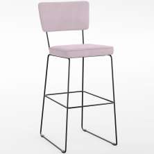 Banqueta Alta Para Cozinha Sala De Jantar Base Em Aço Fixa Allana L02 Suede Rosê - Lyam Decor