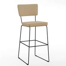Banqueta Alta Para Cozinha Sala De Jantar Base em Aço Fixa Allana L02 Linho Bege Escuro - Lyam Decor