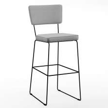 Banqueta Alta Para Cozinha Sala De Jantar Base em Aço Fixa Allana L02 Linho Cinza - Lyam Decor