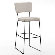Banqueta Alta Para Cozinha Sala De Jantar Base em Aço Fixa Allana L02 Linho Cru - Lyam Decor