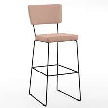Banqueta Alta Para Cozinha Sala De Jantar Base em Aço Fixa Allana L02 Linho Rosê - Lyam Decor