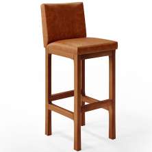 Banqueta Alta Para Cozinha Sala De Jantar Fixa Alya L02 Couríssimo Camel - Lyam Decor