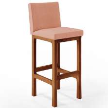 Banqueta Alta Para Cozinha Sala De Jantar Fixa Alya L02 Linho Rosê - Lyam Decor