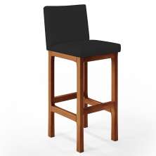 Banqueta Alta Para Cozinha Sala De Jantar Fixa Alya L02 Suede Preto - Lyam Decor