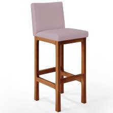 Banqueta Alta Para Cozinha Sala De Jantar Fixa Alya L02 Suede Rosê - Lyam Decor