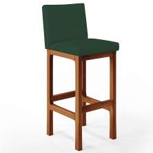 Banqueta Alta Para Cozinha Sala De Jantar Fixa Alya L02 Suede Verde Musgo - Lyam Decor