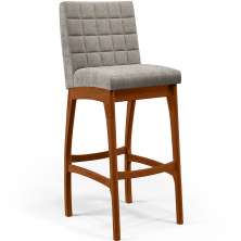 Banqueta Alta Para Cozinha Sala De Jantar Fixa Mila L02 Bouclê Bege - Lyam Decor