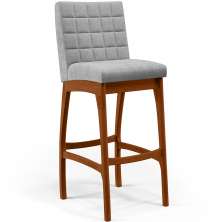 Banqueta Alta Para Cozinha Sala De Jantar Fixa Mila L02 Bouclê Cinza - Lyam Decor
