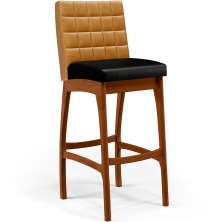 Banqueta Alta Para Cozinha Sala De Jantar Fixa Mila L02 Couríssimo Whisky Couríssimo Preto - Lyam Decor