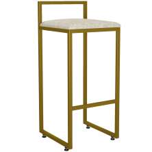Banqueta Alta Para Cozinha Sala De Jantar Hanna L02 Dourado Linho Cru - Lyam Decor