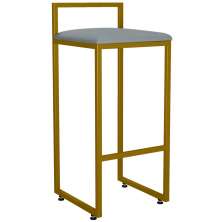 Banqueta Alta Para Cozinha Sala De Jantar Hanna L02 Dourado Suede Cinza - Lyam Decor