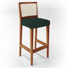 Banqueta Alta Para Cozinha Sala Encosto em Tela Branco Zion L02 Linho Verde Musgo - Lyam Decor