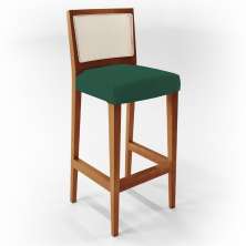 Banqueta Alta Para Cozinha Sala Encosto em Tela Branco Zion L02 Suede Verde Musgo - Lyam Decor