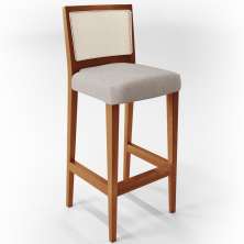 Banqueta Alta Para Cozinha Sala de Jantar Encosto em Tela Branco Zion L02 Linho Bege - Lyam Decor