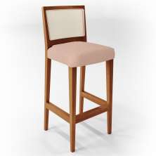 Banqueta Alta Para Cozinha Sala de Jantar Encosto em Tela Branco Zion L02 Linho Rosê - Lyam Decor