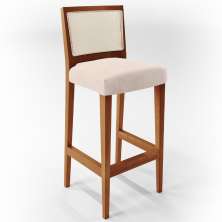 Banqueta Alta Para Cozinha Sala de Jantar Encosto em Tela Branco Zion L02 Suede Bege - Lyam Decor